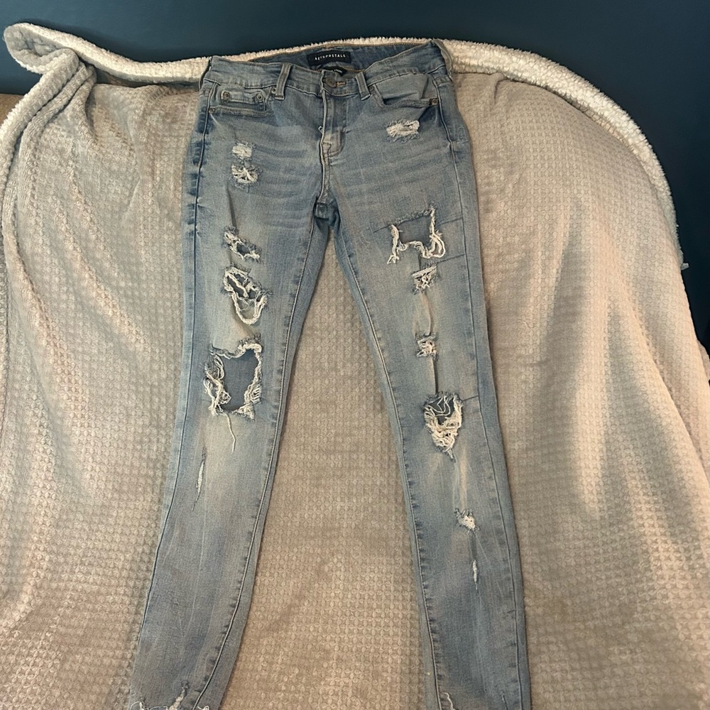 Aeropostale Light Blue Distressed Skinny Jeans